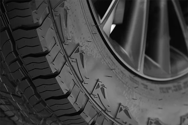 Close-up of tire sidewall