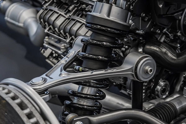 Close-up image of a suspension systems spring 