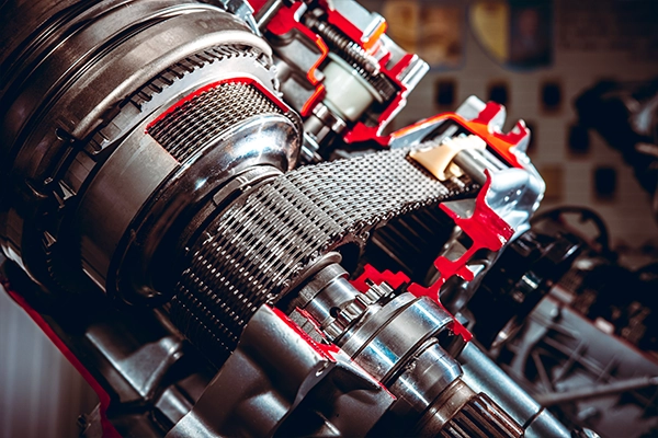 Transmission closeup at the service station
