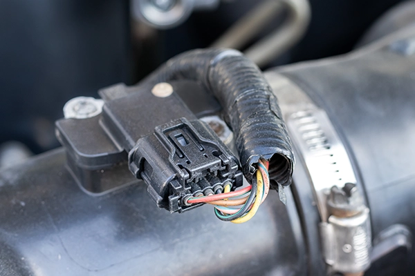 Mass airflow sensor on car air intake